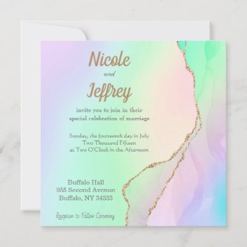 Pastel Ombre Agate Elegant Wedding Invitation by My_Wedding_Bliss at Zazzle