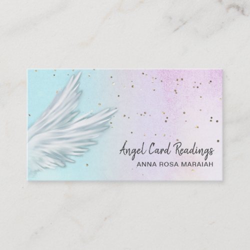   Pastel Ombre  Angel Wings Starry Rainbow Business Card