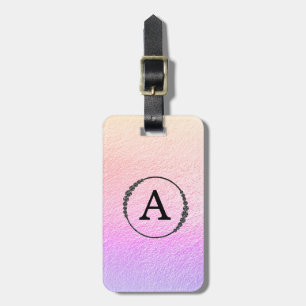 *~* Pastel Ombre + Black Monogram Diamond Bling Luggage Tag