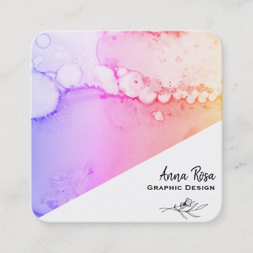  Pastel Ombre Floral Marble Abstract Organic Square Business Card