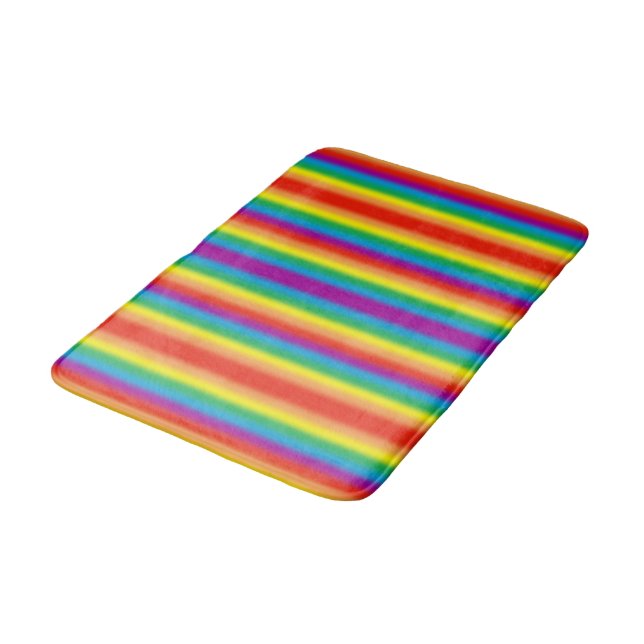 Pastel Ombre Gay LGBT Pride Rainbow Flag Bathroom Mat (Angled)