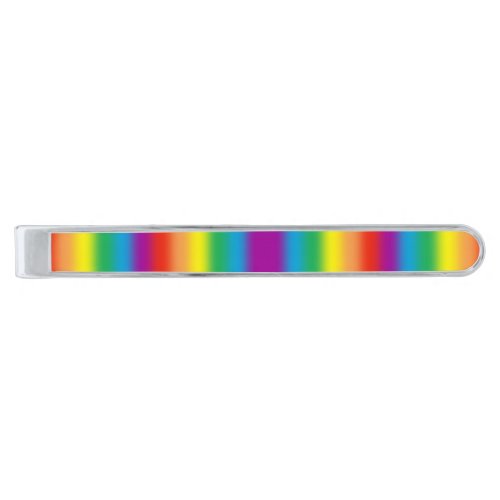 Pastel Ombre Gay LGBT Pride Rainbow Flag Silver Finish Tie Bar