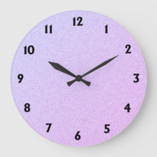 Pastel Ombre Glitter Black Numbers Large Clock