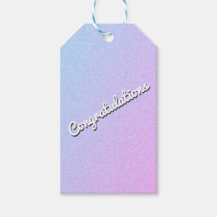 Pastel Ombre Glitter Custom Text Gift Tags