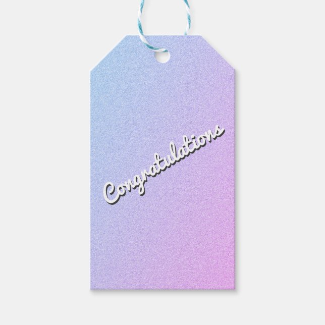Pastel Ombre Glitter Custom Text Gift Tags (Front)