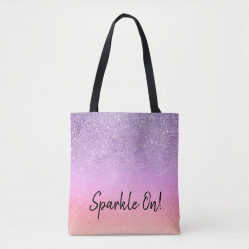  Pastel Ombre Glitter Peach Purple Tote Bag