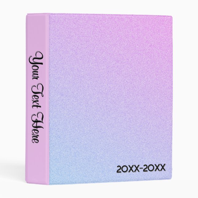 Pastel Ombre Glitter Personalized and Dated Mini Binder (Front/Spine)