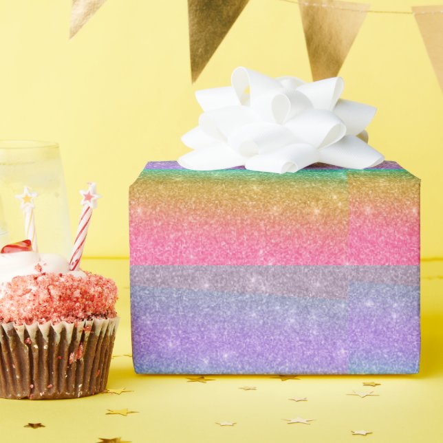 Pastel Ombre Glitter Rainbow Sparkle Wrapping Paper (Birthday Party)