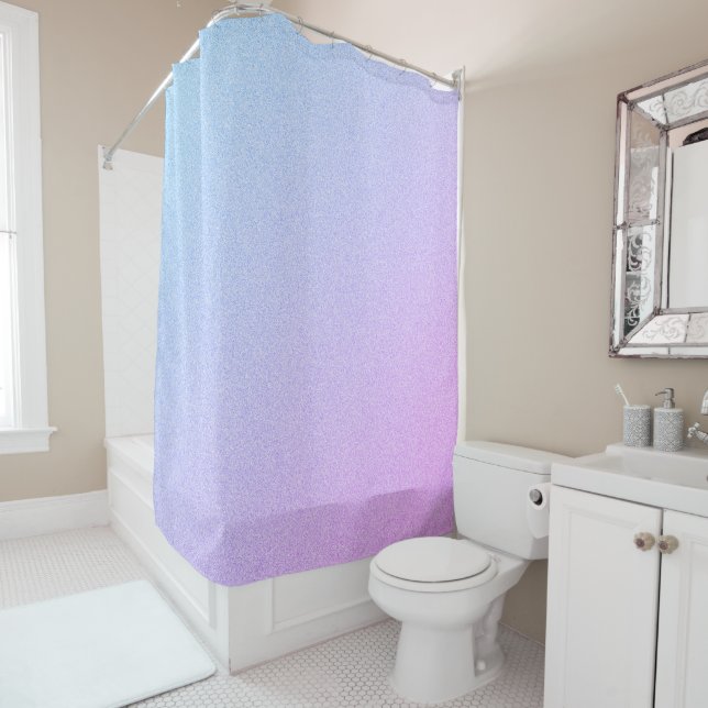 Pastel Ombre Glitter Shower Curtain (In Situ)