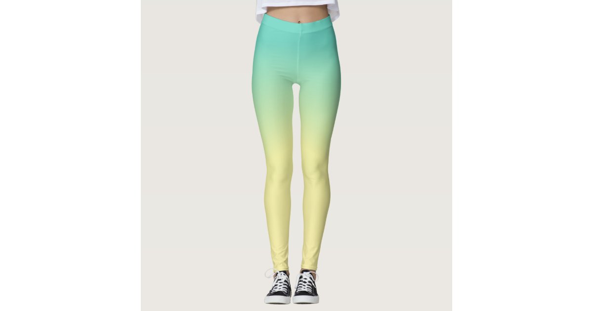 Pastel Ombre Leggings - Green to Yellow Gradient
