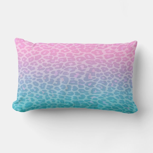 Pastel Ombre Leopard Lumbar Pillow (Front)