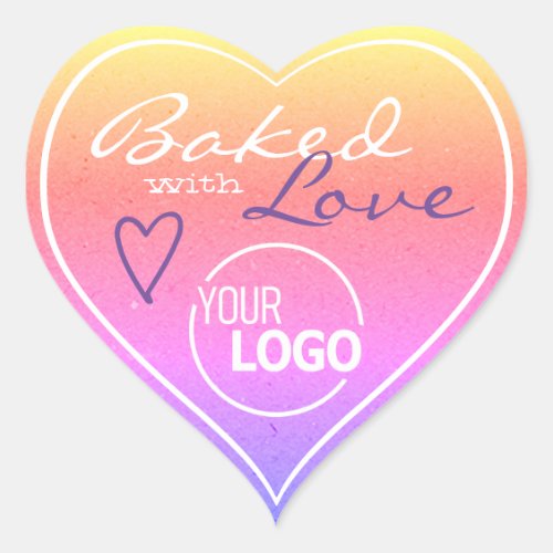 Pastel Ombre Made with Love Heart Logo Template Heart Sticker