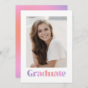 Pastel Ombre Modern Photo Graduation Celebration Invitation