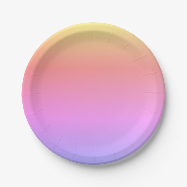 Pastel Ombre Pink Yellow Purple Paper Plates (Front)