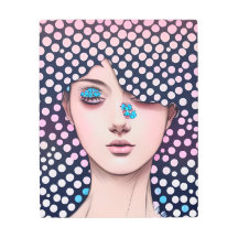Pastel Ombre Polka Dots Abstract Pop Art Woman
