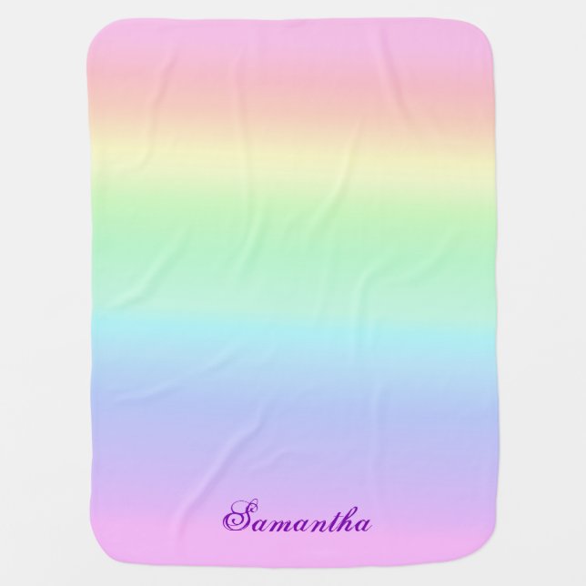 Pastel Ombre Rainbow Baby Blanket (Front)