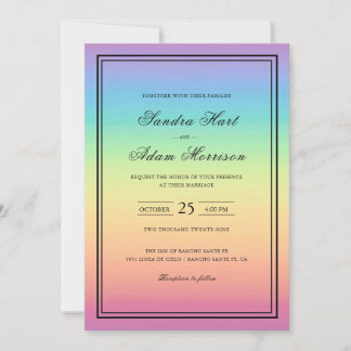 Pastel Ombre Rainbow Colors Wedding Invitation