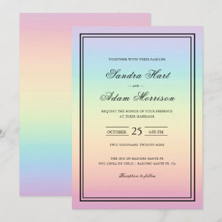 Pastel Ombre Rainbow Colors Wedding Invitation