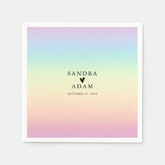 Pastel Ombre Rainbow Colors Wedding Napkins