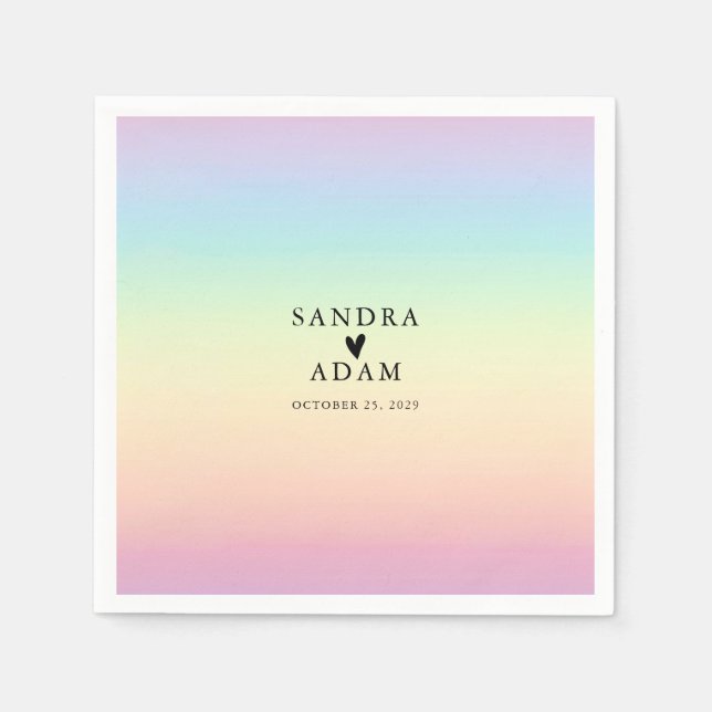 Pastel Ombre Rainbow Colors Wedding Napkins (Front)