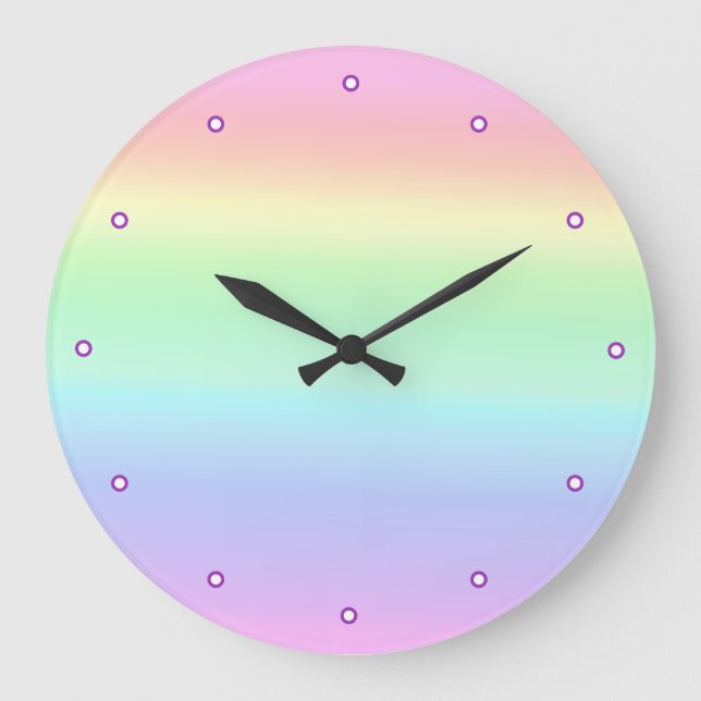 Pastel Ombre Rainbow Large Clock (Front)