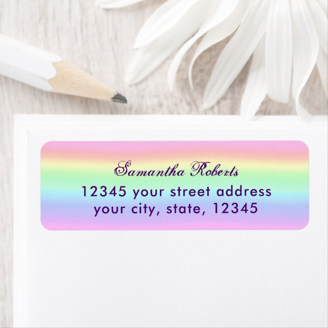 Pastel Ombre Rainbow Return Address Label (Insitu)