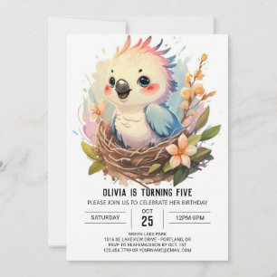 Pastel Online Bird Birthday Invitation