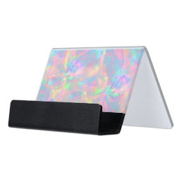 pastel opal desk business card holder