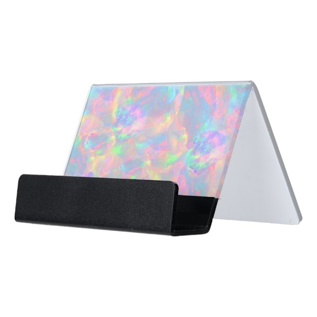 pastel opal desk business card holder (Angled Front)