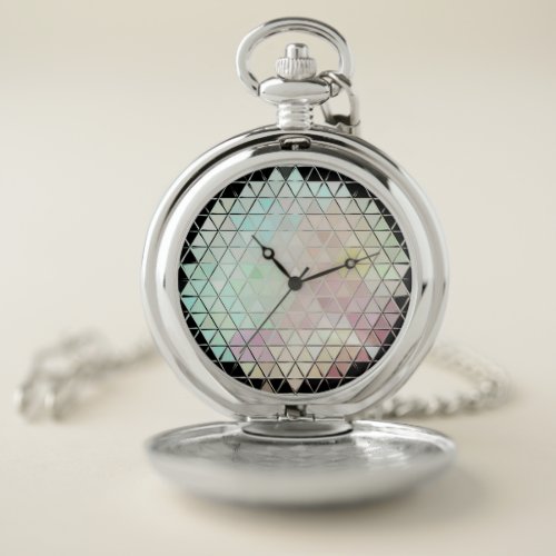 Pastel Opal Gemstone Geometric Pocket Watch