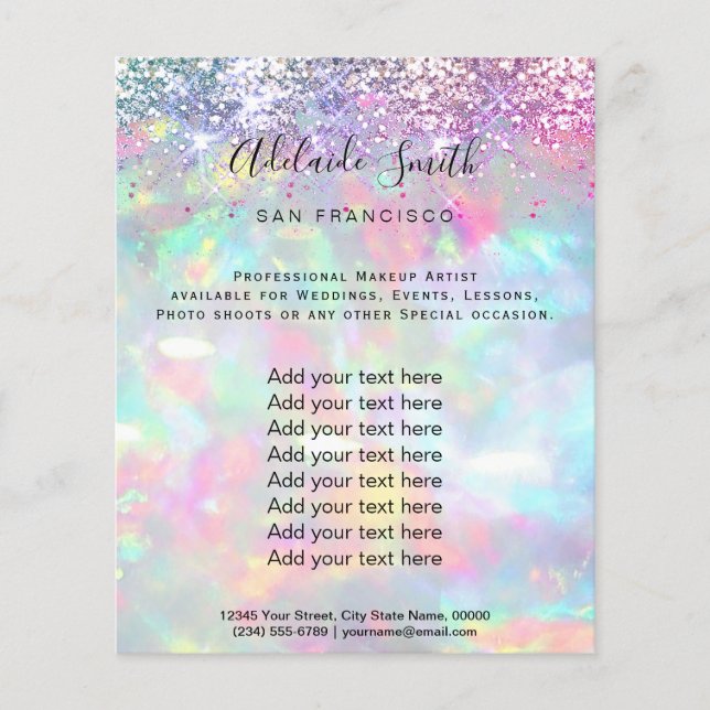 pastel opal glitter FAUX holograph Flyer (Front)