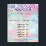 pastel opal glitter FAUX holograph Flyer<br><div class="desc">beauty salon professional makeup artist flyer</div>