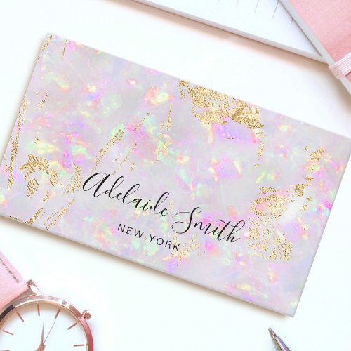 pastel opal mineral business card