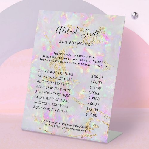 pastel opal price list Pedestal Sign