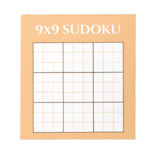 Pastel Orange 9 by 9 Sudoku Template Notepad