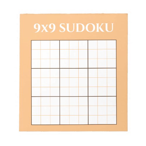 Pastel Orange 9 by 9 Sudoku Template Notepad