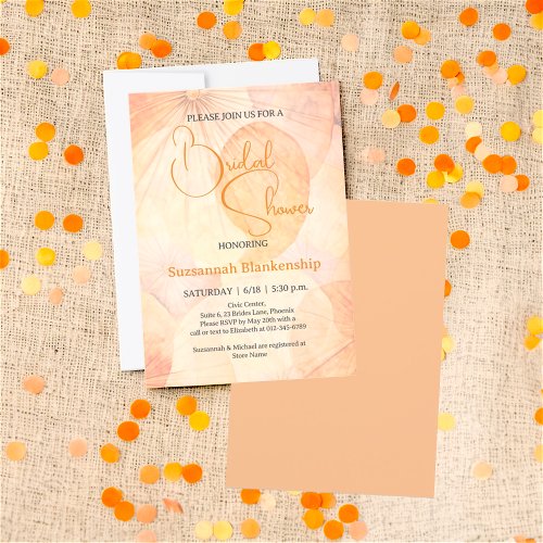 Pastel Orange Abstract  Background Bridal Shower  Invitation