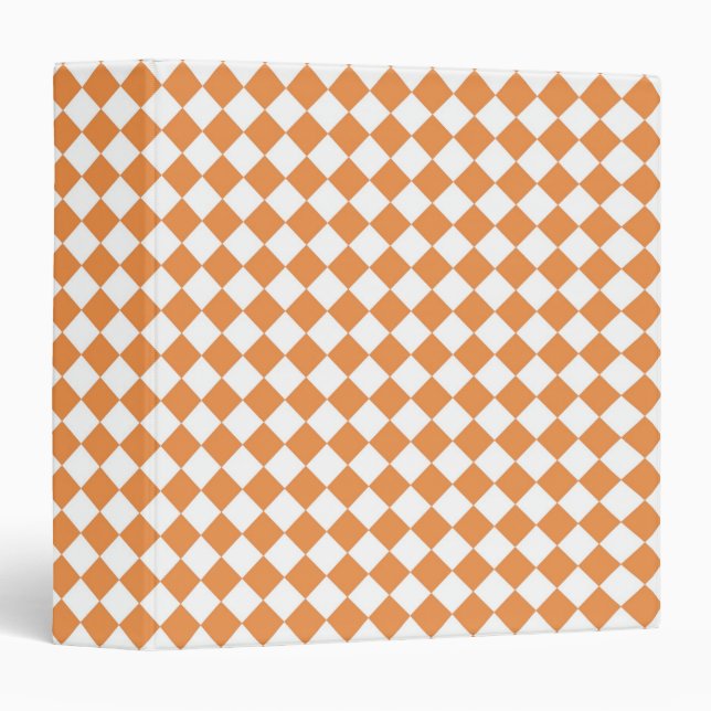 Pastel Orange and White Diamond Check pattern 3 Ring Binder (Front/Spine)