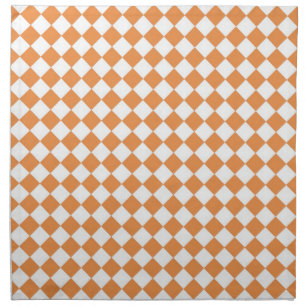 Pastel Orange and White Diamond Check pattern Cloth Napkin