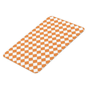 Pastel Orange and White Diamond Check pattern Magnet