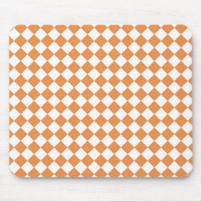 Pastel Orange and White Diamond Check pattern Mouse Pad