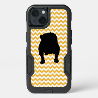 Pastel Orange Chevron With English Bulldog iPhone 13 Case