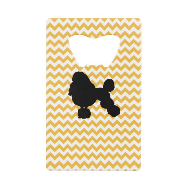 Pastel Orange Chevron With Poodle Credit Card Bottle Opener (Front)