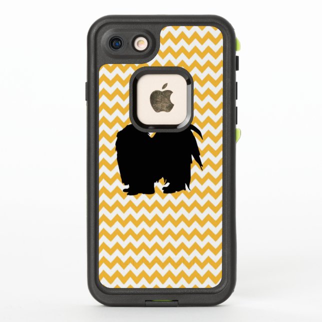 Pastel Orange Chevron With Shih Tzu LifeProof iPhone Case (Back)
