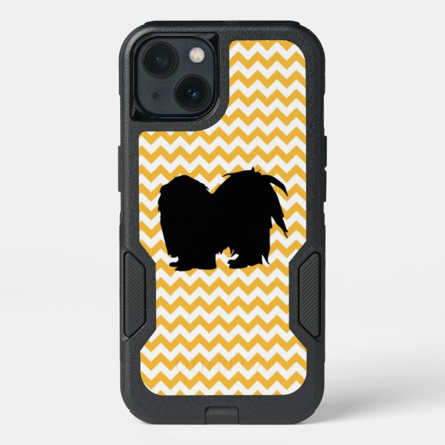 Pastel Orange Chevron With Shih Tzu Otterbox iPhone Case (Back)