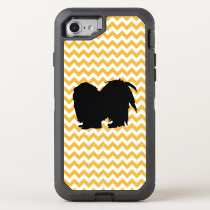 Pastel Orange Chevron With Shih Tzu OtterBox Defender iPhone SE/8/7 Case