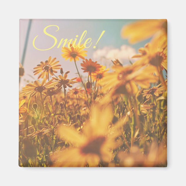 Pastel Orange Daisy Flowers Smile Magnet (Front)