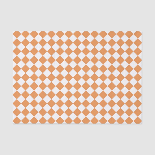 Pastel Orange Diamond Checkerboard pattern Tissue Paper (Front)