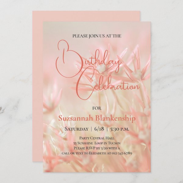 Pastel Orange Floral Background Birthday Party