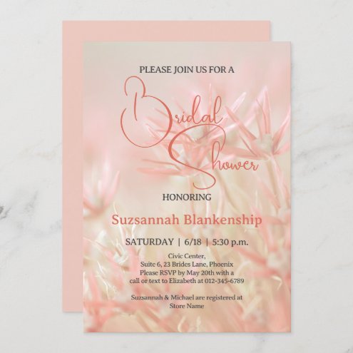 Pastel Orange Floral Background Bridal Shower 